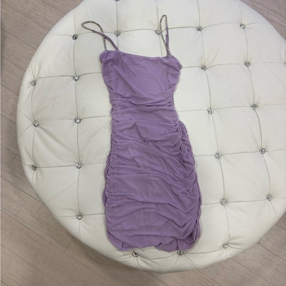 Lavender Ruched Dress - Picture 1 of 5